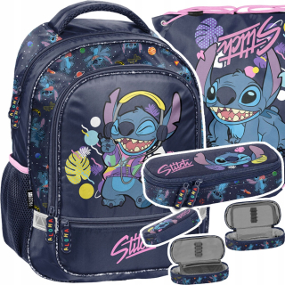 Viackomorový školský batoh Lilo and Stitch Paso Odtiene fialovej, Odtiene modrej, Viacfarebná 19 l + 2 ďalšie produkty